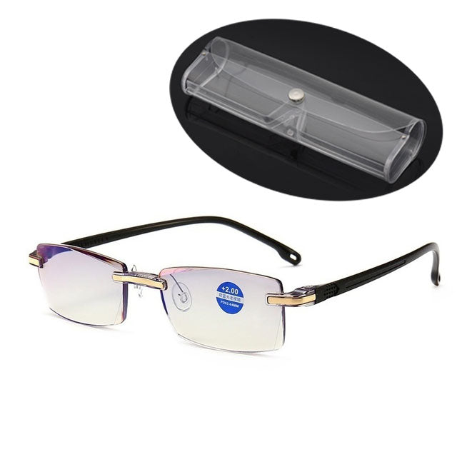 Anti-Scratch Reading Glasses with Case 400 with-case-black by HitMyNeed