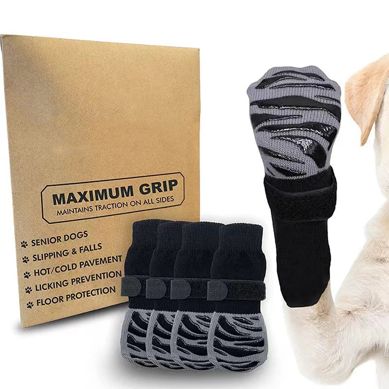 Anti-Slip Dog Socks with Straps for Small Dogs (4pcs) by HitMyNeed
