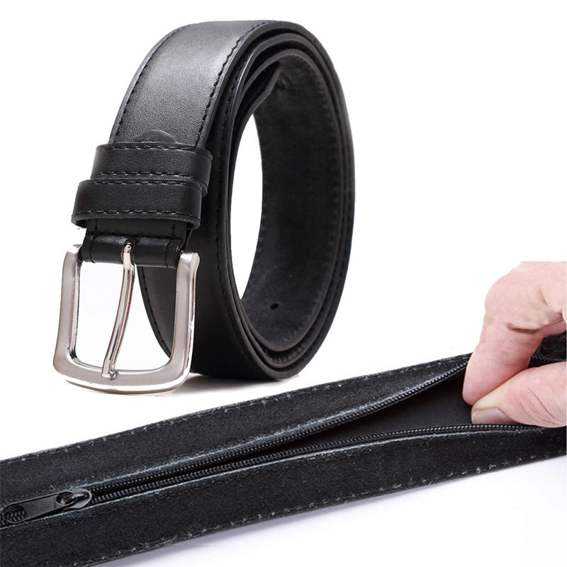 Anti Theft Leather Cash Belt with Hidden Pocket by HitMyNeed