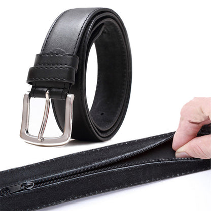 Anti Theft Leather Cash Belt with Hidden Pocket by HitMyNeed