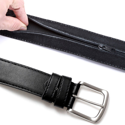 Anti Theft Leather Cash Belt with Hidden Pocket by HitMyNeed