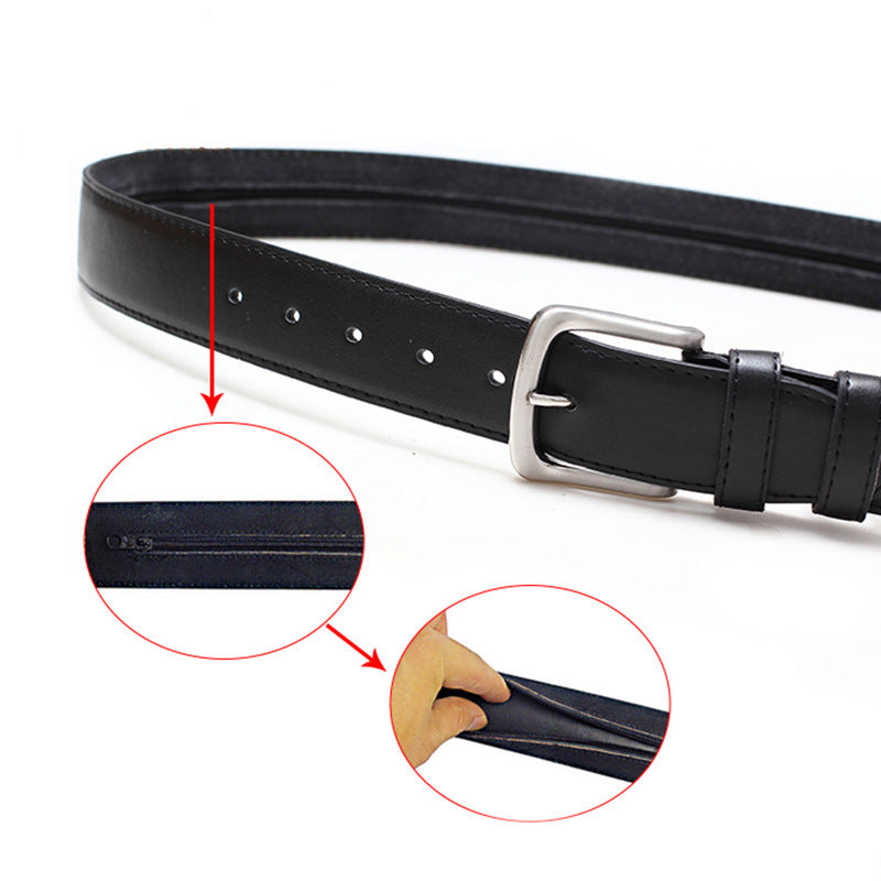 Anti Theft Leather Cash Belt with Hidden Pocket by HitMyNeed
