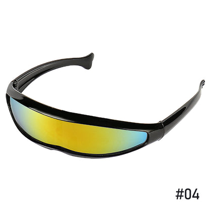 Anti UV Futuristic Cyclops Shield Sunglasses black-multicolor by HitMyNeed