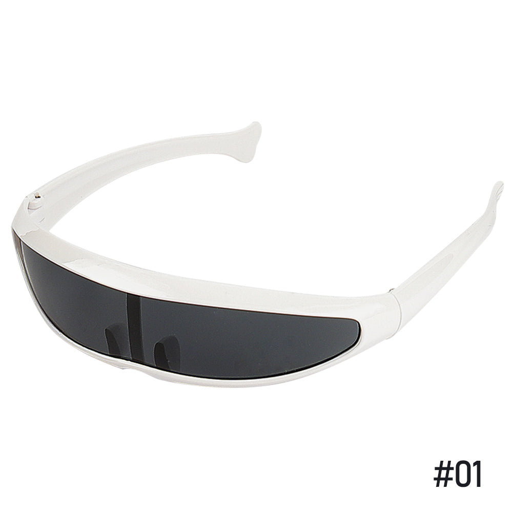 Anti UV Futuristic Cyclops Shield Sunglasses white-grey by HitMyNeed