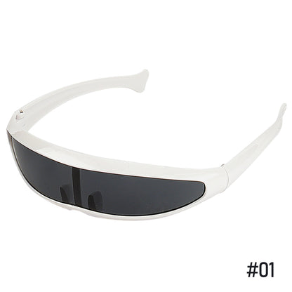 Anti UV Futuristic Cyclops Shield Sunglasses white-grey by HitMyNeed