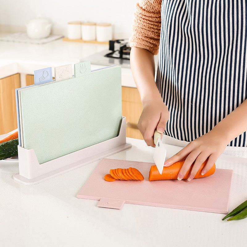 Antibacterial Chopping Board Set with Stand, 4-Piece by HitMyNeed