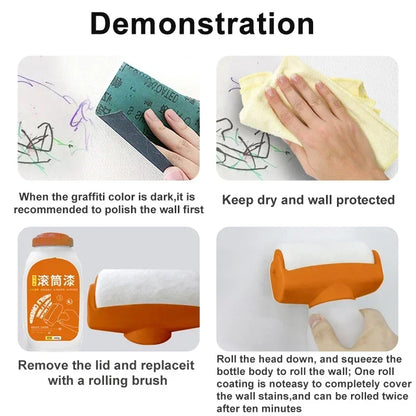 Antibacterial White Wall Repair Paint with Roller 500g by HitMyNeed