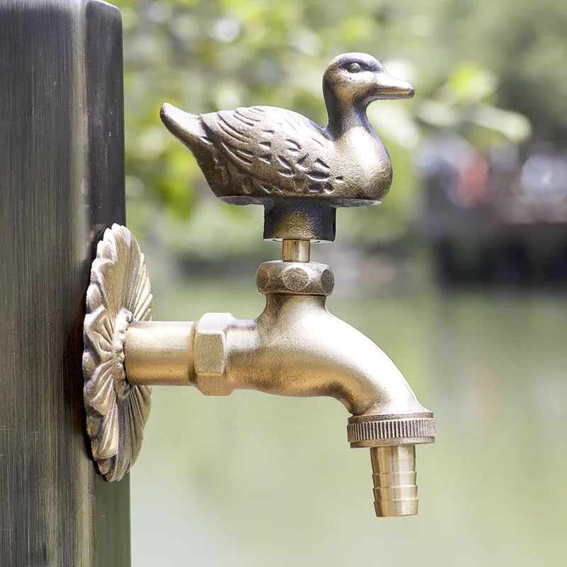 Antique Brass Animal Wall Mount Cold Water Faucet duck-a by HitMyNeed