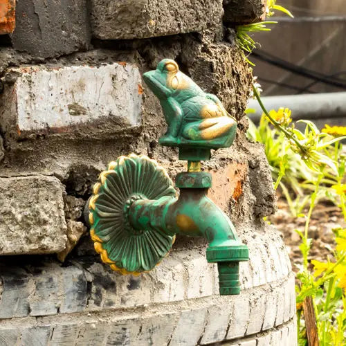 Antique Brass Animal Wall Mount Cold Water Faucet frog by HitMyNeed