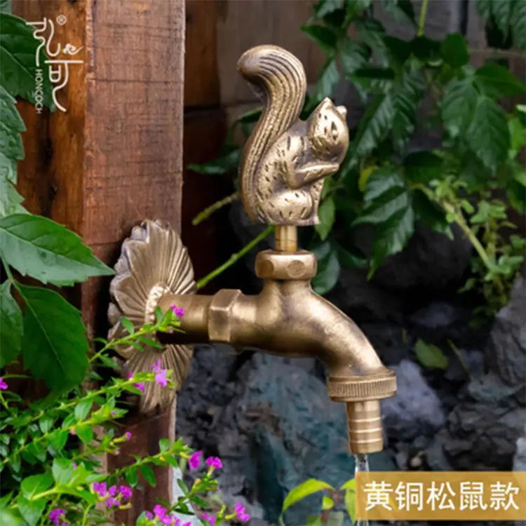 Antique Brass Animal Wall Mount Cold Water Faucet ss by HitMyNeed