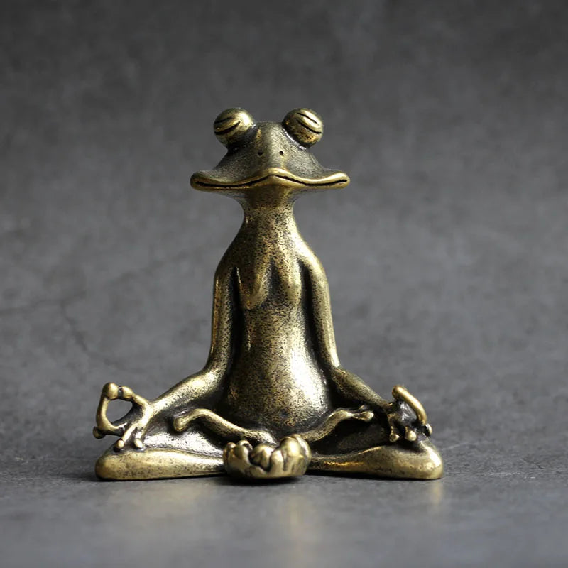 Antique Brass Zen Frog Incense Burner Sculpture by HitMyNeed