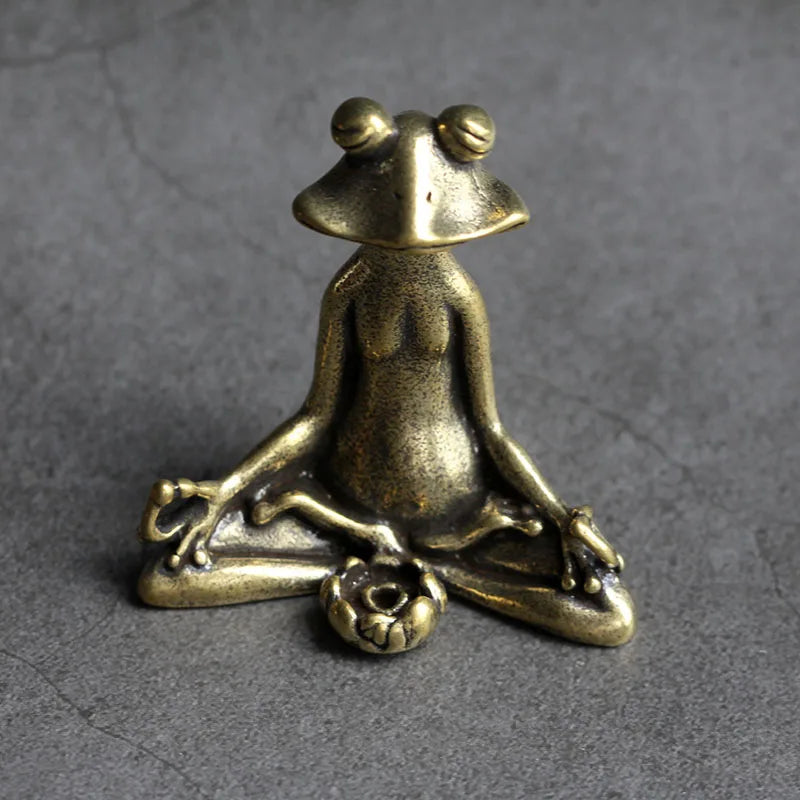 Antique Brass Zen Frog Incense Burner Sculpture by HitMyNeed