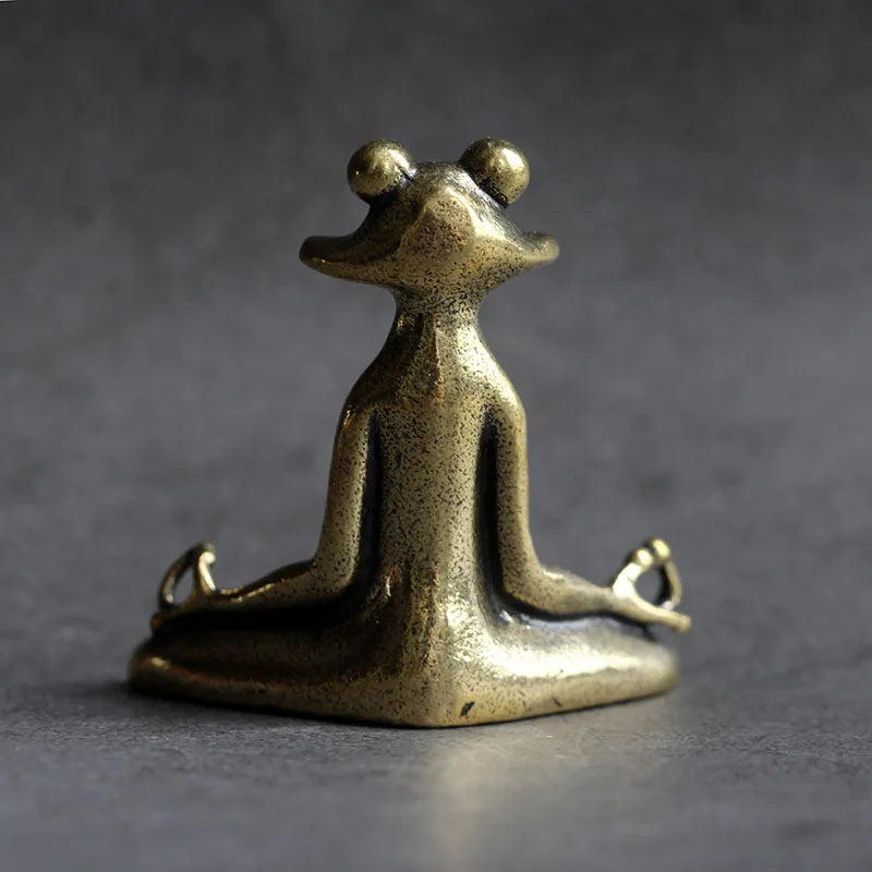 Antique Brass Zen Frog Incense Burner Sculpture by HitMyNeed