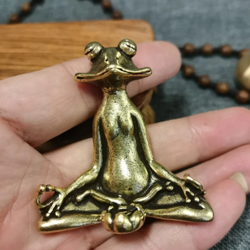 Antique Brass Zen Frog Incense Burner Sculpture by HitMyNeed