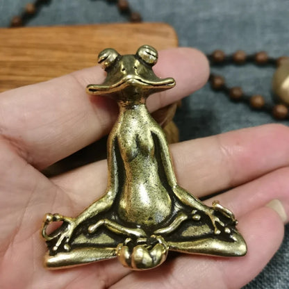 Antique Brass Zen Frog Incense Burner Sculpture by HitMyNeed