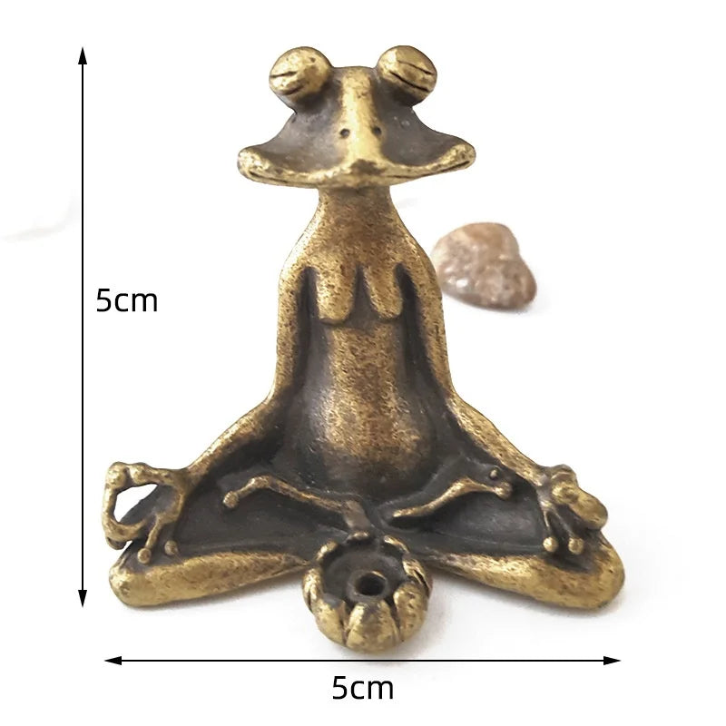 Antique Brass Zen Frog Incense Burner Sculpture by HitMyNeed