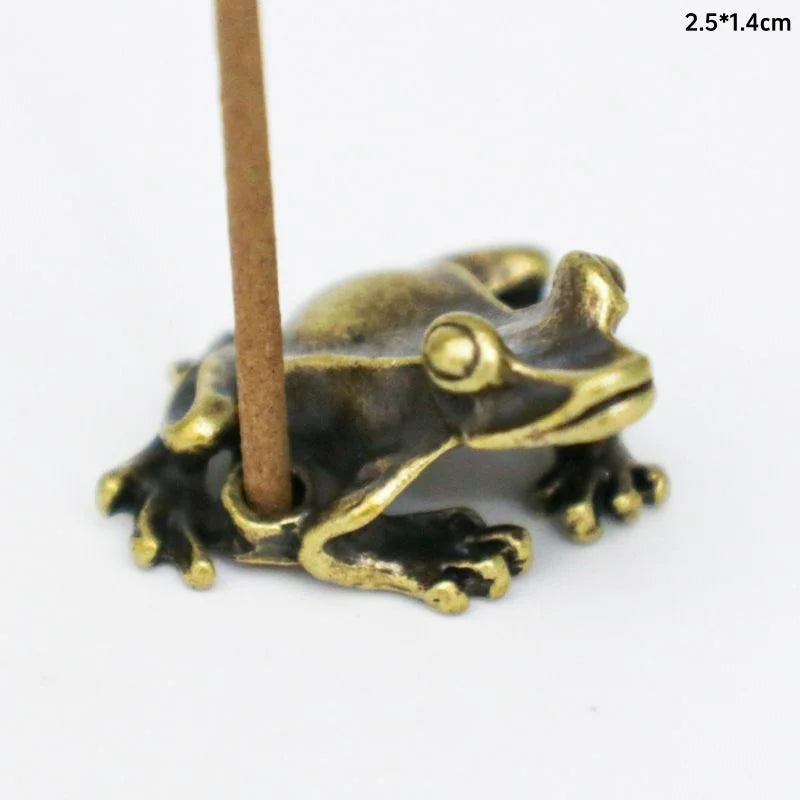 Antique Brass Zen Frog Incense Burner Sculpture brass-frog by HitMyNeed