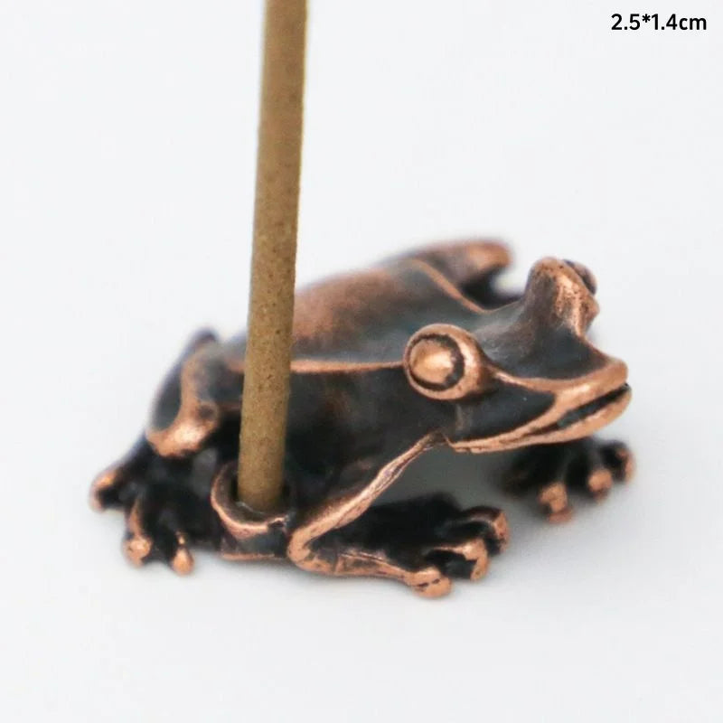 Antique Brass Zen Frog Incense Burner Sculpture red-copper-frog by HitMyNeed