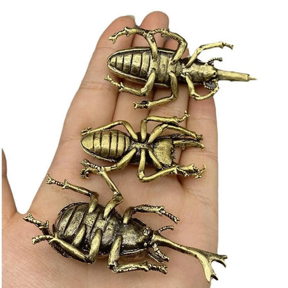 Antique Bronze Beetle Brass Miniature Desk Figurine by HitMyNeed