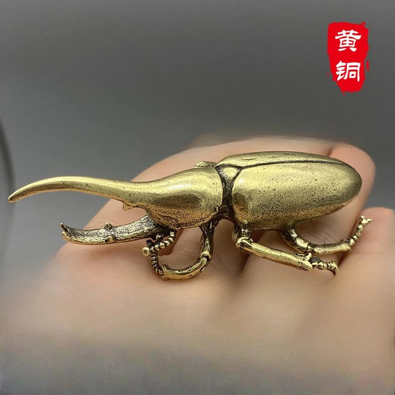 Antique Bronze Beetle Brass Miniature Desk Figurine by HitMyNeed