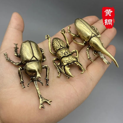 Antique Bronze Beetle Brass Miniature Desk Figurine by HitMyNeed