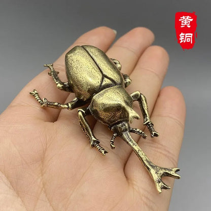 Antique Bronze Beetle Brass Miniature Desk Figurine a by HitMyNeed