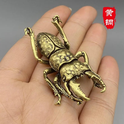Antique Bronze Beetle Brass Miniature Desk Figurine b by HitMyNeed