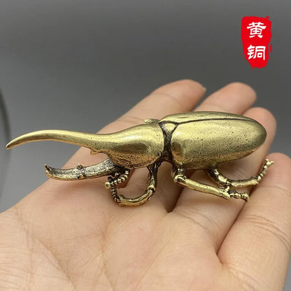 Antique Bronze Beetle Brass Miniature Desk Figurine c by HitMyNeed