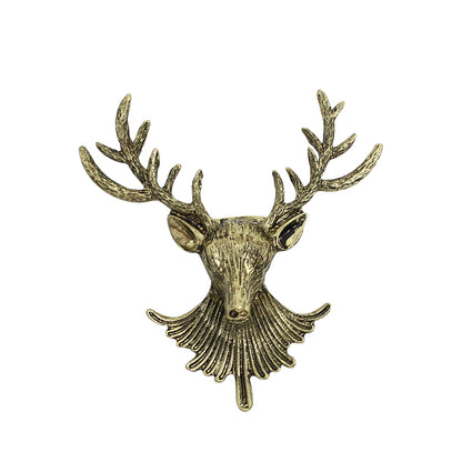 Antique Bronze Deer Head Metal Brooch by HitMyNeed