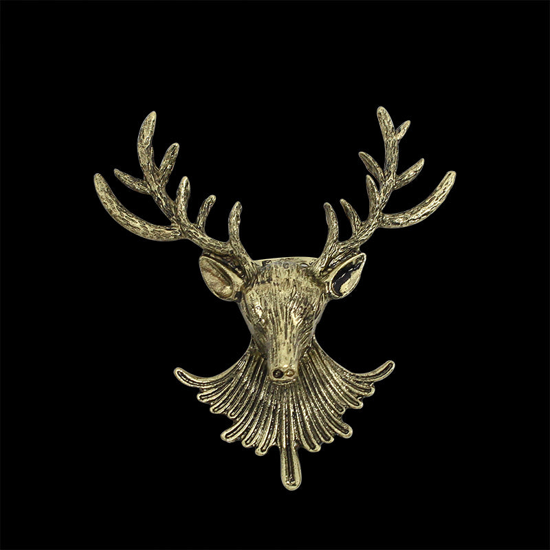 Antique Bronze Deer Head Metal Brooch by HitMyNeed