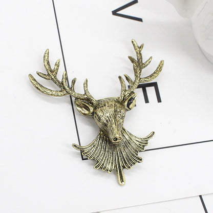 Antique Bronze Deer Head Metal Brooch by HitMyNeed