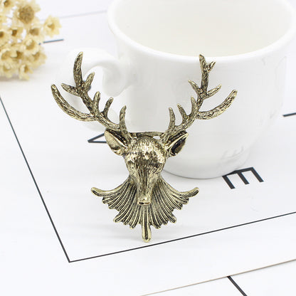 Antique Bronze Deer Head Metal Brooch by HitMyNeed