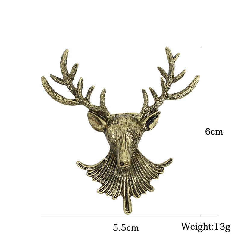 Antique Bronze Deer Head Metal Brooch by HitMyNeed