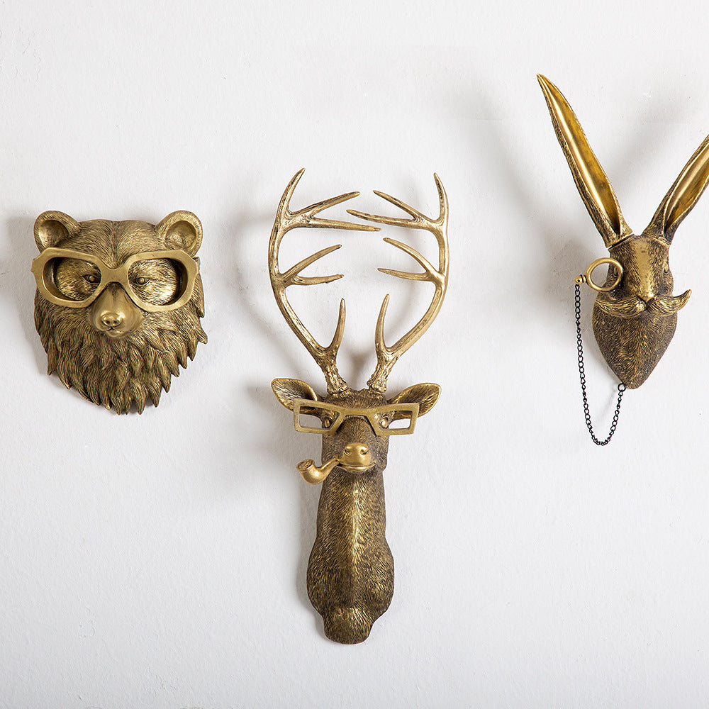 Antique Bronze Resin Animal Head Wall Hook by HitMyNeed