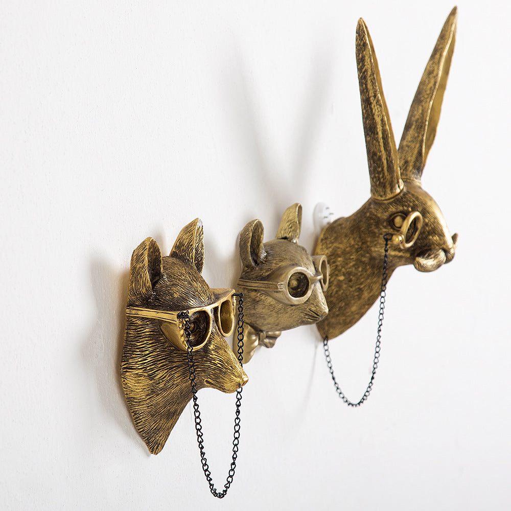 Antique Bronze Resin Animal Head Wall Hook by HitMyNeed