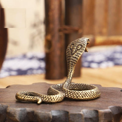 Antique Copper Cobra Snake Figurine Paperweight by HitMyNeed