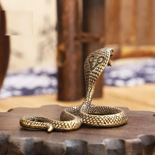 Antique Copper Cobra Snake Figurine Paperweight by HitMyNeed