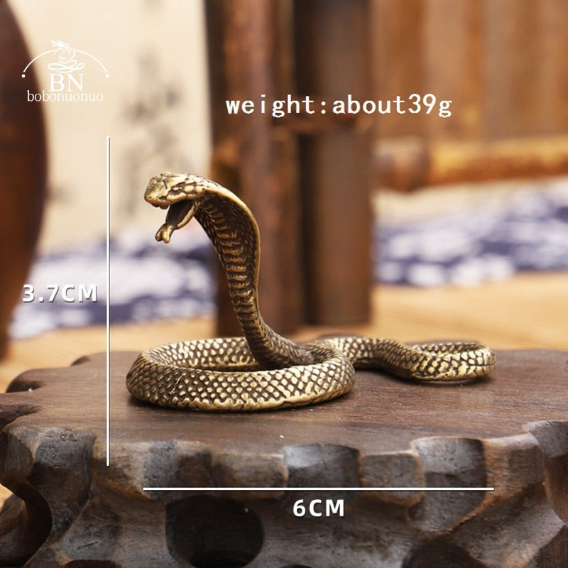 Antique Copper Cobra Snake Figurine Paperweight by HitMyNeed