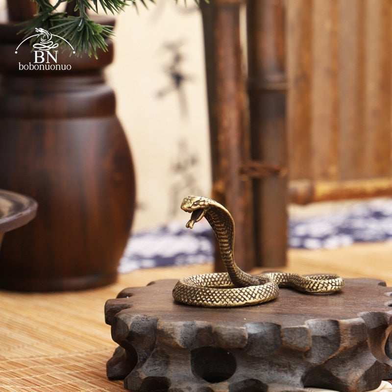 Antique Copper Cobra Snake Figurine Paperweight by HitMyNeed