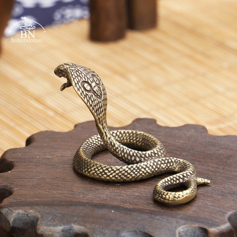 Antique Copper Cobra Snake Figurine Paperweight by HitMyNeed