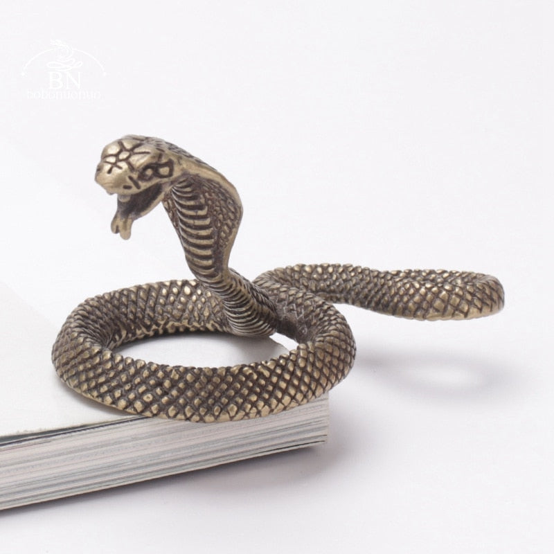Antique Copper Cobra Snake Figurine Paperweight by HitMyNeed
