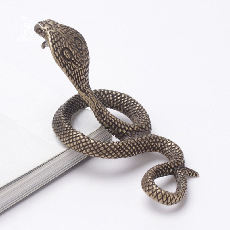 Antique Copper Cobra Snake Figurine Paperweight by HitMyNeed