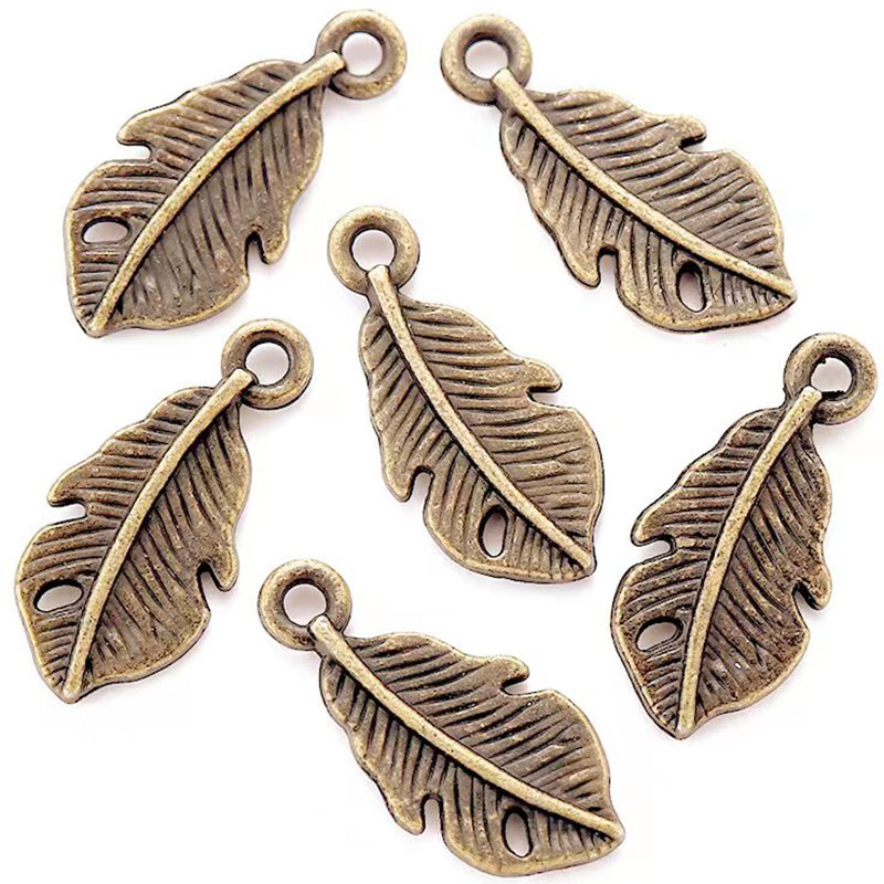 Antique Style Feather Charms Set (50 Pieces) antique-bronze-plated by HitMyNeed