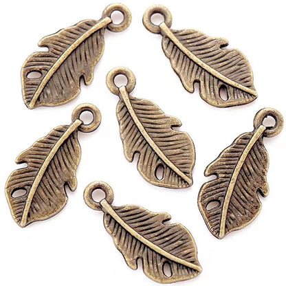 Antique Style Feather Charms Set (50 Pieces) antique-bronze-plated by HitMyNeed