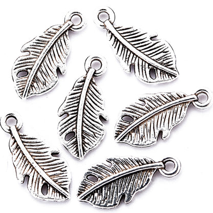 Antique Style Feather Charms Set (50 Pieces) antique-silver-plated by HitMyNeed