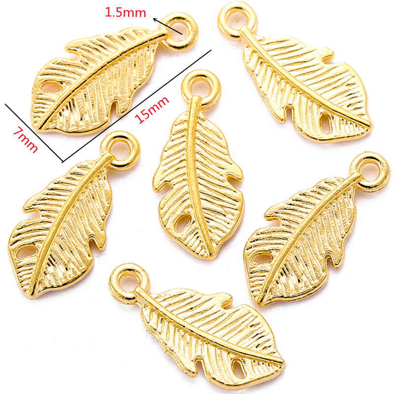 Antique Style Feather Charms Set (50 Pieces) gold-color by HitMyNeed