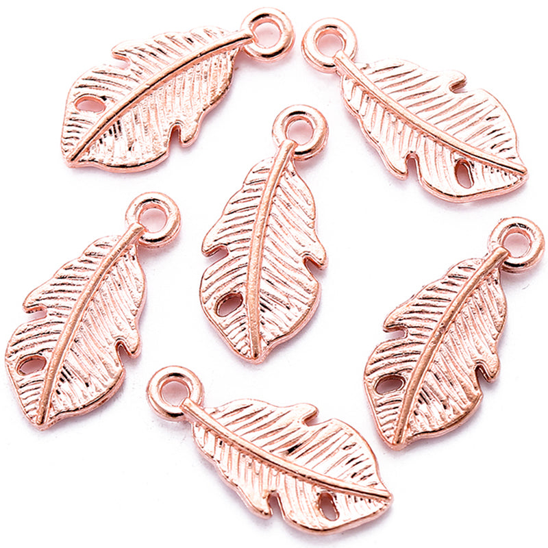 Antique Style Feather Charms Set (50 Pieces) rose-gold-color by HitMyNeed