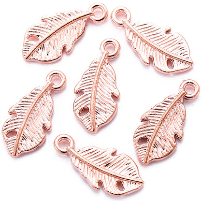 Antique Style Feather Charms Set (50 Pieces) rose-gold-color by HitMyNeed