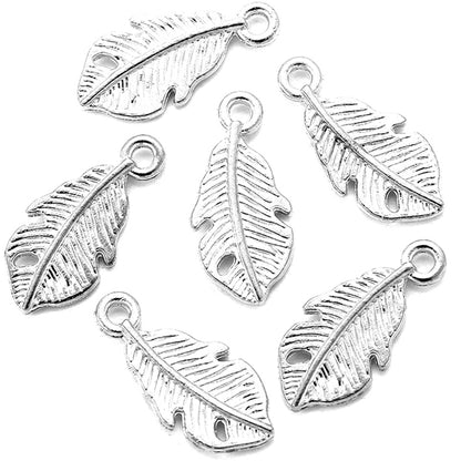 Antique Style Feather Charms Set (50 Pieces) silver-plated by HitMyNeed