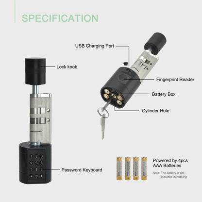 APP Fingerprint Cylinder Smart Door Lock with Keypad by HitMyNeed